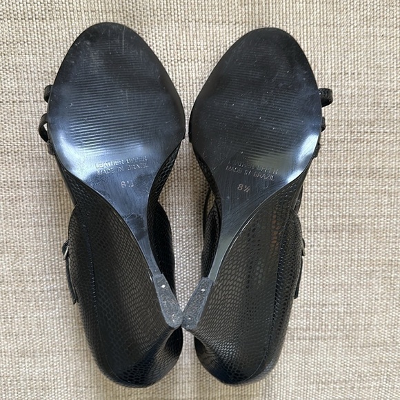 WHBM Heeled Sandals Embossed Leather Strappy Open Toe Wedges Side Buckle - Picture 8 of 14